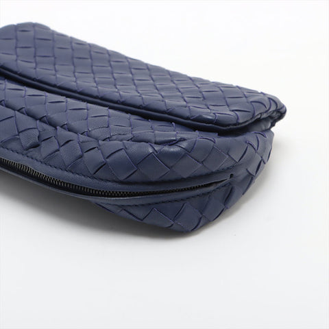 ボッテガヴェネタ BOTTEGAVENETA ナッパレザー フラップ イントレチャート オリンピア ショルダーバッグ ブルー WS15580