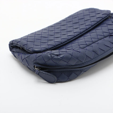 ボッテガヴェネタ BOTTEGAVENETA ナッパレザー フラップ イントレチャート オリンピア ショルダーバッグ ブルー WS15580