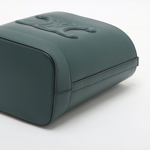 CELINE Leather Bucket Triomphe Shoulder Bag green WS15582