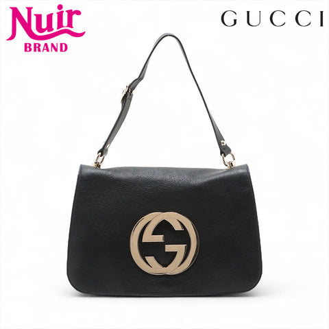 GUCCI interlocking leather Shoulder Bag black WS15589