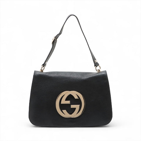 GUCCI interlocking leather Shoulder Bag black WS15589