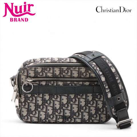 Christian Dior Jacquard Oblique Canvas Shoulder Bag Navy WS15590