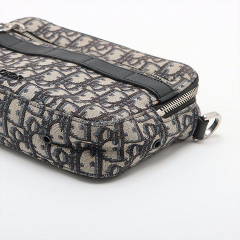 Christian Dior Jacquard Oblique Canvas Shoulder Bag Navy WS15590