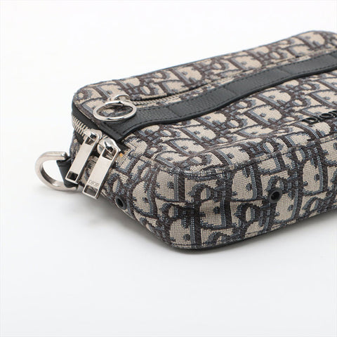 Christian Dior Jacquard Oblique Canvas Shoulder Bag Navy WS15590
