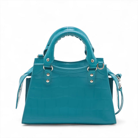 Balenciaga Mini City浮雕皮革经典NEO手提包蓝色WS15591