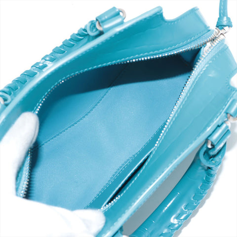 Balenciaga Mini City浮雕皮革经典NEO手提包蓝色WS15591