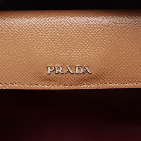 Prada Saffiano Double 2way手提袋棕色WS15592
