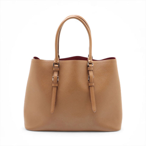 Prada Saffiano Double 2way手提袋棕色WS15592