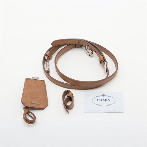 Prada Saffiano Double 2way手提袋棕色WS15592