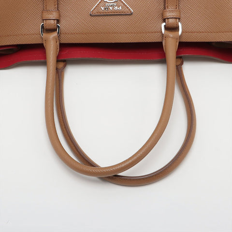 Prada Saffiano Double 2way手提袋棕色WS15592