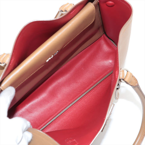 Prada Saffiano Double 2way手提袋棕色WS15592