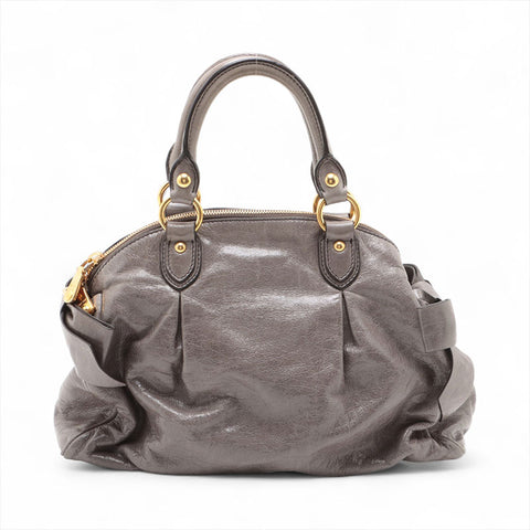 Miu Miu Vitello Shine 2way Ribbon手提包灰色WS15593