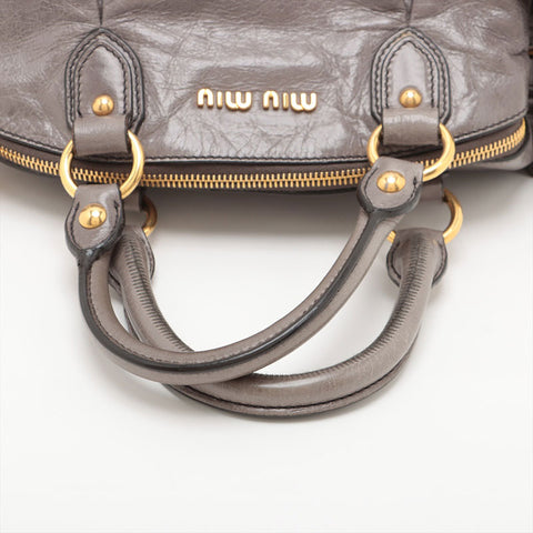 Miu Miu Vitello Shine 2way Ribbon手提包灰色WS15593