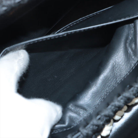 Salvatore Ferragamo Margot 2-way braided double flap logo Handbag black WS15597