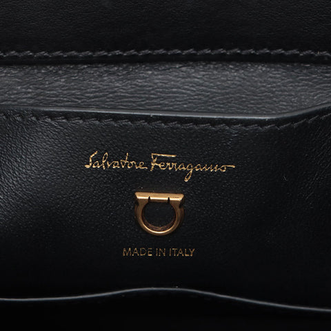 Salvatore Ferragamo Margot 2-way braided double flap logo Handbag black WS15597