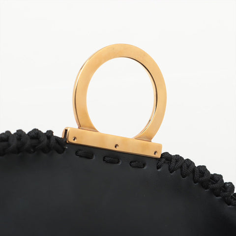 Salvatore Ferragamo Margot 2-way braided double flap logo Handbag black WS15597