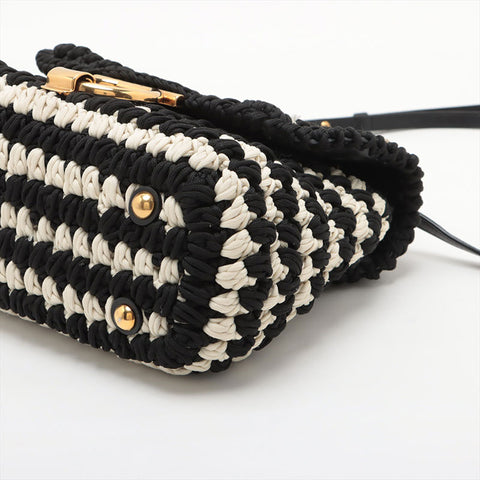 Salvatore Ferragamo Margot 2-way braided double flap logo Handbag black WS15597