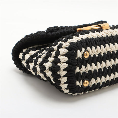 Salvatore Ferragamo Margot 2-way braided double flap logo Handbag black WS15597