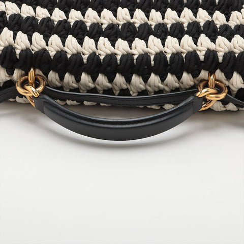 Salvatore Ferragamo Margot 2-way braided double flap logo Handbag black WS15597