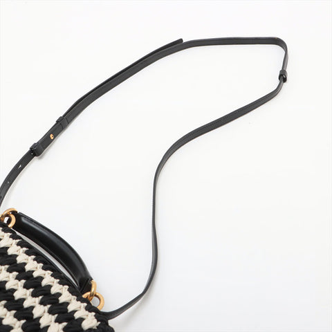 Salvatore Ferragamo Margot 2-way braided double flap logo Handbag black WS15597