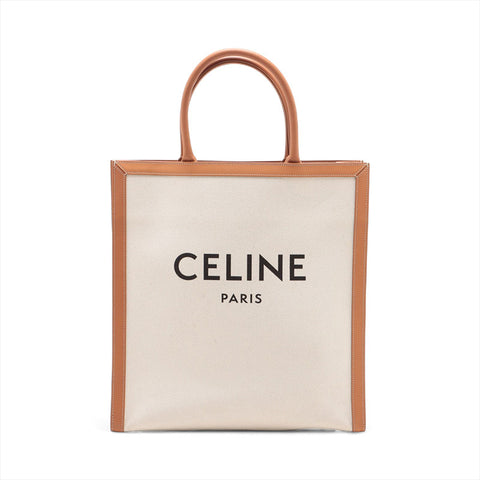 CELINE Vertical Cover White Beige Triomphe Canvas 2way Tote Bag beige WS15600