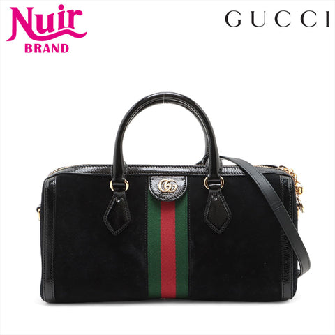 GUCCI Ophidia 2-way suede Boston bag Handbag black WS15601