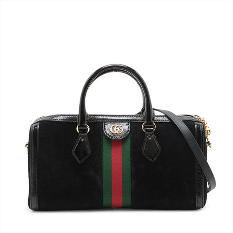 GUCCI Ophidia 2-way suede Boston bag Handbag black WS15601