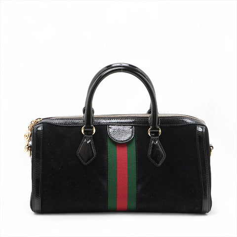 GUCCI Ophidia 2-way suede Boston bag Handbag black WS15601