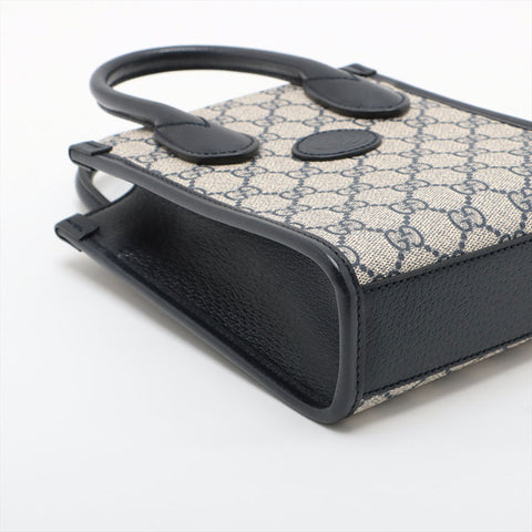 GUCCI 2-way PVC Mini Tote PVC GG Supreme Handbag Navy WS15603
