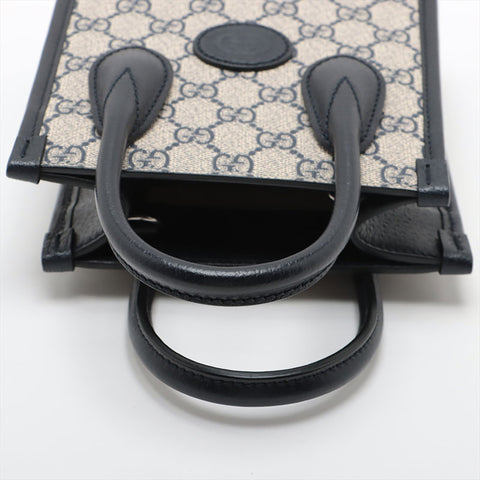 GUCCI 2-way PVC Mini Tote PVC GG Supreme Handbag Navy WS15603