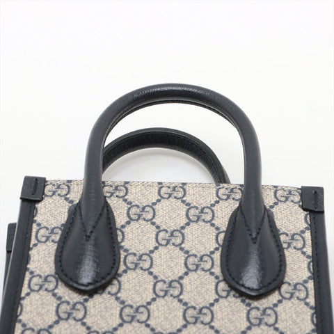 GUCCI 2-way PVC Mini Tote PVC GG Supreme Handbag Navy WS15603