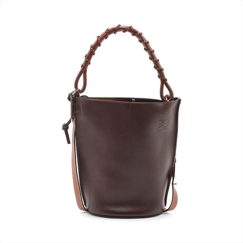 LOEWE Gate Bucket Leather 2way Handbag Brown WS15604