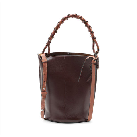 LOEWE Gate Bucket Leather 2way Handbag Brown WS15604