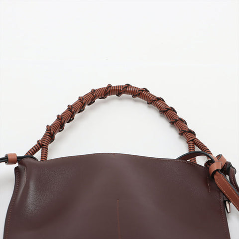 LOEWE Gate Bucket Leather 2way Handbag Brown WS15604