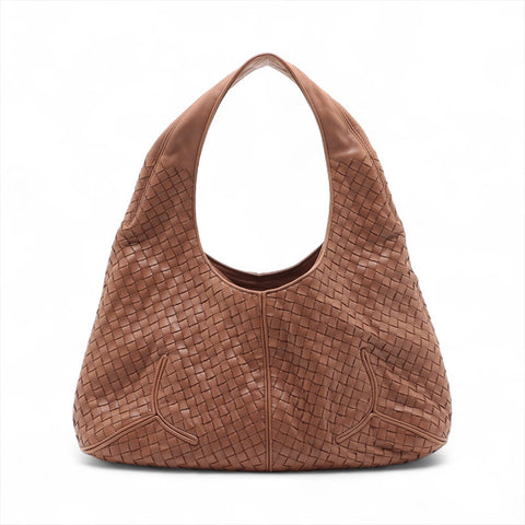 BOTTEGAVENETA INTRECCIATO Nappa Leather Hobo Tote Bag Brown WS15606