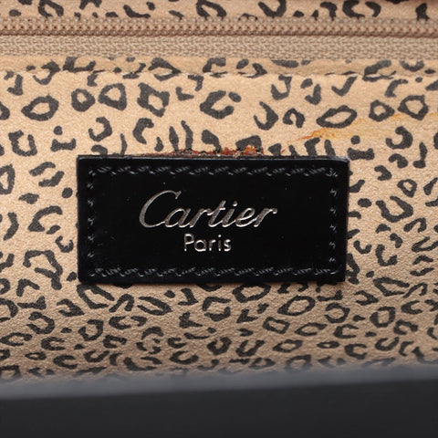 CARTIER PANTHERE Calfskin SilverMetal Handbag black WS15612