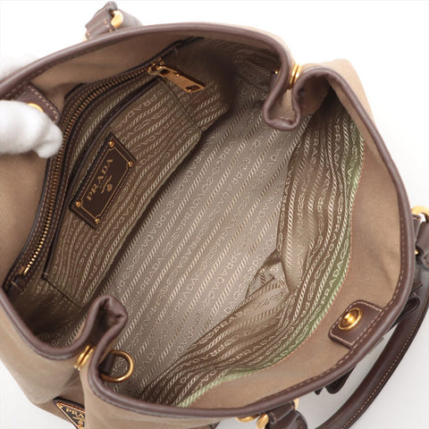 PRADA Jacquard 2way logo Tote Bag beige WS15619