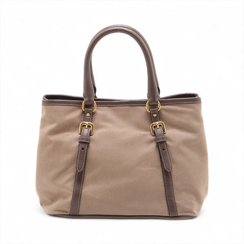 PRADA Jacquard 2way logo Tote Bag beige WS15619
