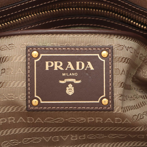 PRADA Jacquard 2way logo Tote Bag beige WS15619