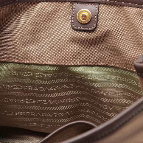 PRADA Jacquard 2way logo Tote Bag beige WS15619