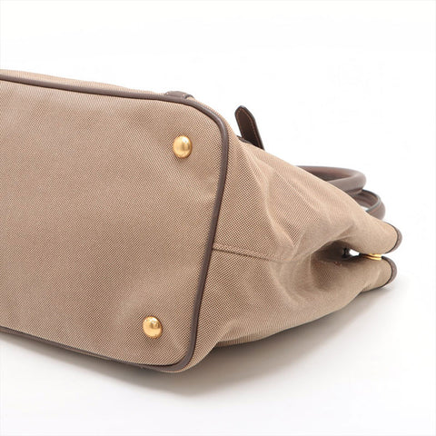PRADA Jacquard 2way logo Tote Bag beige WS15619