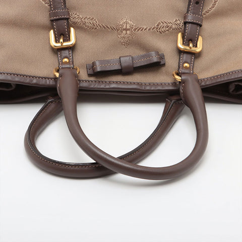 PRADA Jacquard 2way logo Tote Bag beige WS15619