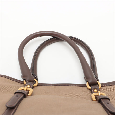 PRADA Jacquard 2way logo Tote Bag beige WS15619