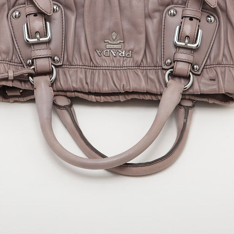 PRADA 2way leather Handbag gray WS15620