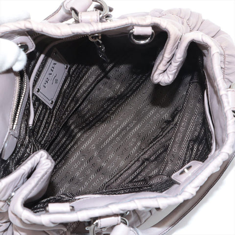 PRADA 2way leather Handbag gray WS15620
