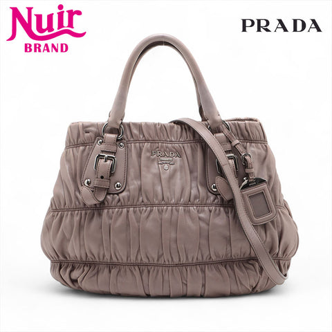 PRADA 2way leather Handbag gray WS15620