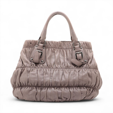 PRADA 2way leather Handbag gray WS15620