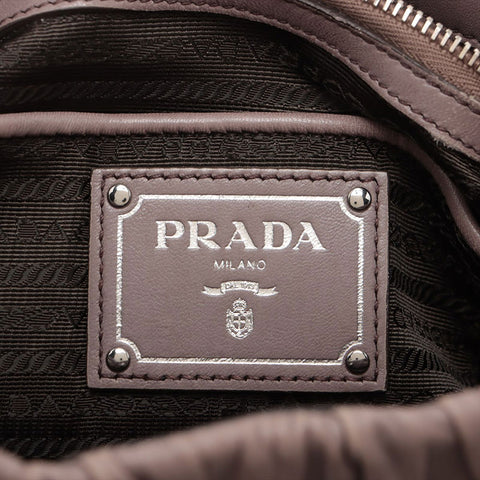 PRADA 2way leather Handbag gray WS15620