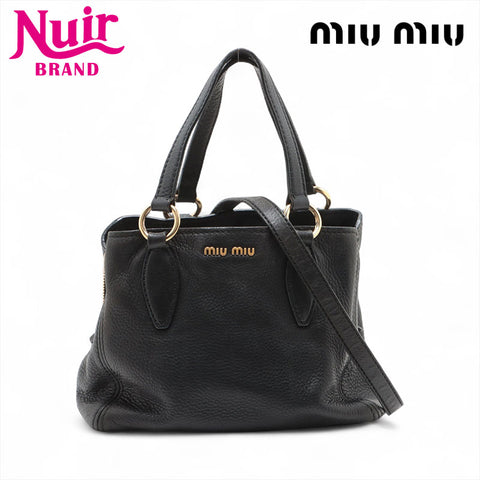 Miu Miu Leather 2way Handbag black WS15621