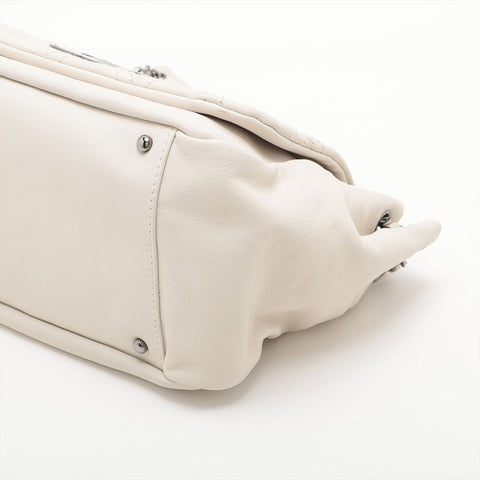 CHANEL No. 10 Wild Stitch Leather 2005-2006 Shoulder Bag white WS15624